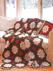 Christmas Snowflakes Afghan Vintage Crochet Pattern 258 PDF Blanket and Pillow of Snowflakes