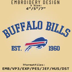 Buffalo Bills Embroidery Designs, NFL Logo Embroidery Files, NFL Bills, Machine Embroidery Pattern, Digital Download