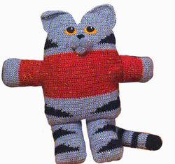 Cat Pillows Vintage Crochet Pattern 264 PDF Sweatered Kitties Crochet Toy