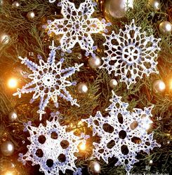 Snow Crystals Christmas Snowflakes Ornaments Vintage Crochet Pattern PDF Christmas Tree Toys Crochet