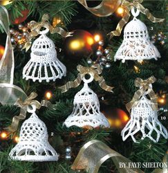 Christmas Bells Ornaments Vintage Crochet Pattern PDF Christmas Tree Toys Crochet