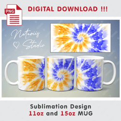 TIE-DYE Sublimation Design - 11oz 15oz MUG - Digital Mug Wrap