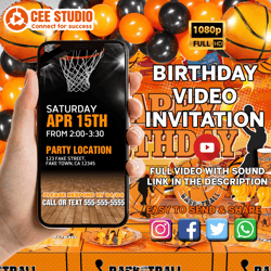 Basketball Birthday Party Video Invitation nba video invite, basketball evite, sports birthday party, basketball theme