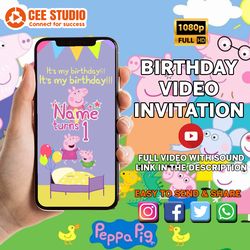 Peppa Pig Invitation, Peppa Pig Birthday Invitation, Peppa Pig Party invitation, Birthday Invitation