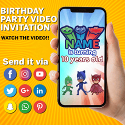 PJ Mask Birthday Invitation. PJ Mask Animated Invitation. PJ Mask Invitation, Birthday Invitation
