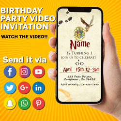 Wizard Birthday Video Invitation, Wizard Party Invitation, Witches and Wizard Invitation, Magical Invitation, Digital