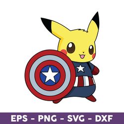 Pikachu Captain America Svg, Pikachu Svg, Captain America Svg, Pokemon Svg, Avenger  - Download File