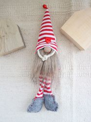 Stripped  Gnome Keychain handmade  Gift for Girl