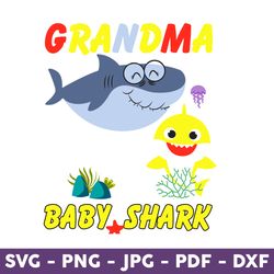 Grandma Shark Svg, Mommy Shark Svg, Baby Shark Svg, Mommy Svg, Baby Shark Mommy Svg - Download File