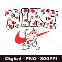 Cute Dairy Cow Logo Nike PNG, Vintage Dairy Cow PNG, Cow Just Do It PNG, Retro Just Do It, Swoosh Png, Just Do It PNG