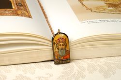 Hand-Painted pendant Holy Prince Vladimir a one-of-a-Kind Slavic art