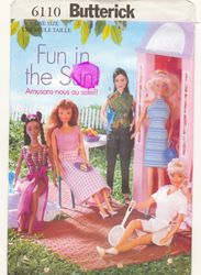butterick 6110 barbie doll clothes pattern beautiful barbie wardrobe pattern instruction in french, digital download pdf