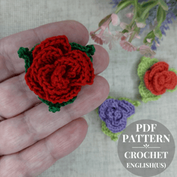Crochet pattern small rose, little flower crochet pattern, flower for scrapbooking, flower applique, crochet motif