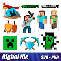 Minecraft svg and png images, Cricut files, Cut print inspared Minecraft characters, Vector HD pictures, Minecraft image
