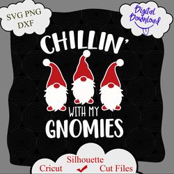 Chillin with My Gnomies Svg, Christmas Gnomes Svg, Kids Svg, Funny Boy Winter Shirt, Christmas School Svg Cut Files