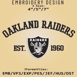 Oakland Raiders embroidery design, NFL Logo Embroidery Files, NFL Raiders, Machine Embroidery Pattern, Digital Download