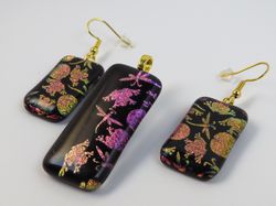 3407 - Fused Glass Pendant and Earring Set