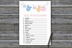clothesline baby word scramble game card,clothesline baby shower games printable,fun baby shower activity-341