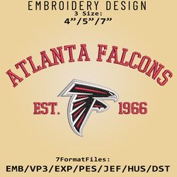 Atlanta Falcons embroidery design, NFL Logo Embroidery Files, NFL Falcons, Machine Embroidery Pattern, Digital Download