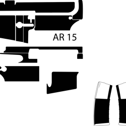 AR15002 Hand Gun Black white vector outline or line art file for cnc laser cutting, wood, metal engraving, Cri