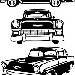 Chevrolet Bel Air 1956  SVG file Black white vector outline or line art file for cnc laser cutting, wood, metal engravin