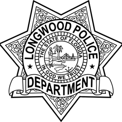 LONGWOOD POLICE DEPARTMENT STATE Black white vector outline or line art file for cnc laser cutting, wood, metal engravin