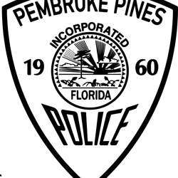 PEMBROKE PINES FLORIDA POLICE Black white vector outline or line art file for cnc laser cutting, wood, metal engravin