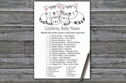 Kittens Celebrity baby name game card,Cat or Kittens Baby shower games printable,Fun Baby Shower Activity-340