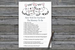Kittens How well do you know baby shower game card,Cat or Kittens Baby shower games printable,Baby Shower Activity--340