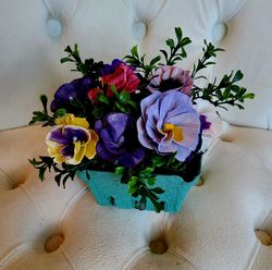 Handpainted Wood Flower Pansy Gift Flowers