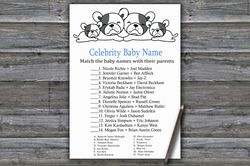 Bulldog Celebrity baby name game card,Dog Baby shower games printable,Fun Baby Shower Activity,Instant Download-339