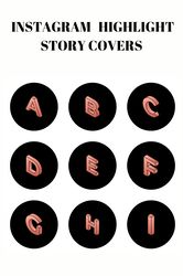 36  english alphabet and numbers instagram highlight covers.  Letters social media icons. Instagram highlight