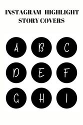 36  english alphabet instagram highlight covers. Black and white letters social media icons. Instagram highlight