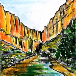 big bend national park original watercolor painting texas landscape original art 8 by 6