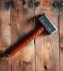 Powerful Handforged Thor Viking Hammer - Carbon Steel Blacksmith Tool with Kalapax Engraving