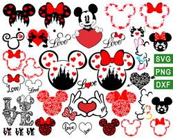 Disney Valentines Day hearts svg, Minnie Mickey Happy Valentine's Day svg png