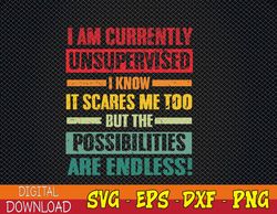 Mens I Am Currently Unsupervised But Possibilities Are Endless Svg, Eps, Png, Dxf, Digital Download