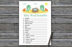 Birds Baby word scramble game card,Birds and nest Baby shower games printable,Fun Baby Shower Activity-338