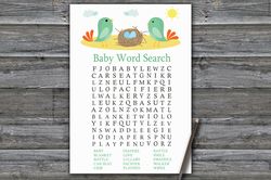 Birds Baby shower word search game card,Birds and nest Baby shower games printable,Fun Baby Shower Activity-338