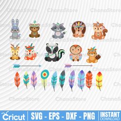 Tribal Animals PNG, Tribal Woodland animals PNG, Fox, woodland animal baby, nursery decor, boho clip art Only PNG