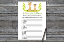 Safari Baby animals name game card,Giraffe Baby shower games printable,Fun Baby Shower Activity,Instant Download-337
