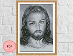Jesus Cross Stitch Pattern,Instant Download,Holy,Religious,Christian Icon,Jesus Christ Chart,Full Coverage