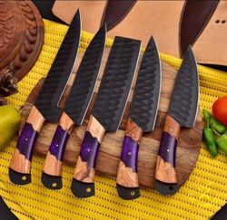 Artisanal Culinary Mastery: The BM-4534 Custom Handmade Forged Carbon Steel Chef Knife Set