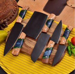 Handcrafted Precision for Professional Chefs: BM-5699 Custom Handmade Forged Carbon Steel Chef Knife Set