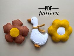DIY Goose ornaments pattern flowers    patterns felt PDF
