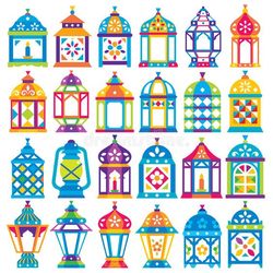 Cross Stitch Maroccan Lanterns, Festival of lights, Bohemian Arabian Ramadan, Candle votive lamps, Rainbow, PDF,Geo113