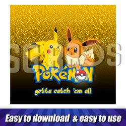 Tumbler 20 oz and 30 oz Pokemon full wrap, Pikachu and Eevee tumbler template, 300 DPI personalized tumbler design art