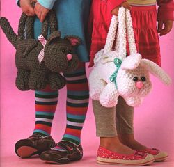 Cute Animal Purses, Crochet pattern, Six Cute Bags - Vintage pattern PDF Instant download
