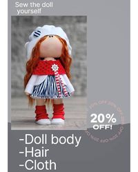 Exclusive sewing tutorial on sewing a Tilda rag doll 11-12 inches (28-30 cm)