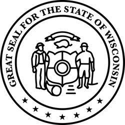 GREAT SEAL FOR THE STATE OF WISCONSIN Black white vector outline or line art file for cnc laser cuttin